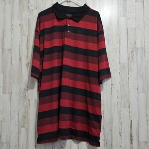 Galaxy By Harvic Red  Black Striped Short Sleeve Polo Shirt Size 4XL
